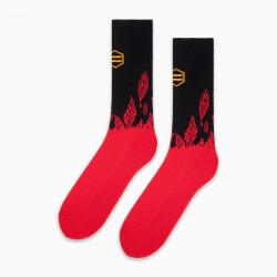 Calzino Dolly Noire Socks Woven Leaves Red